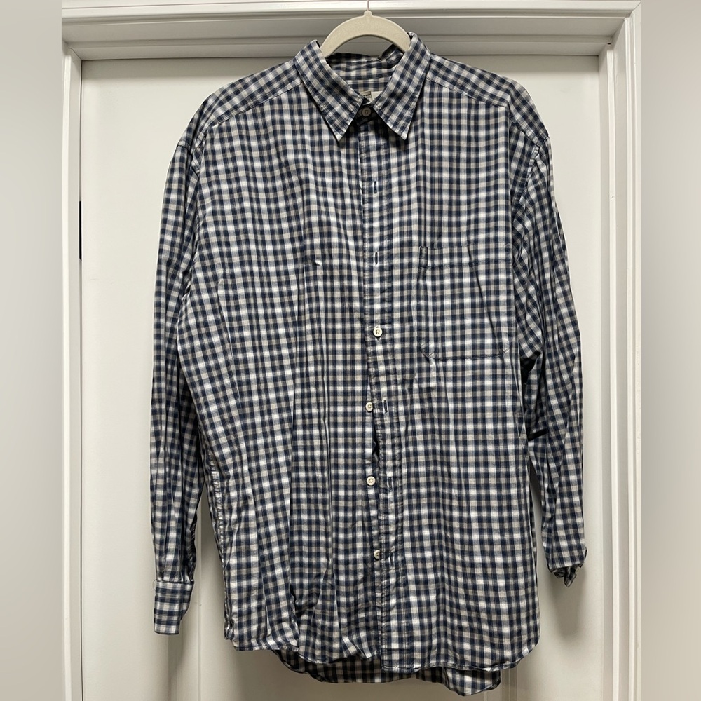 Navy blue plaid Banana Republic button down